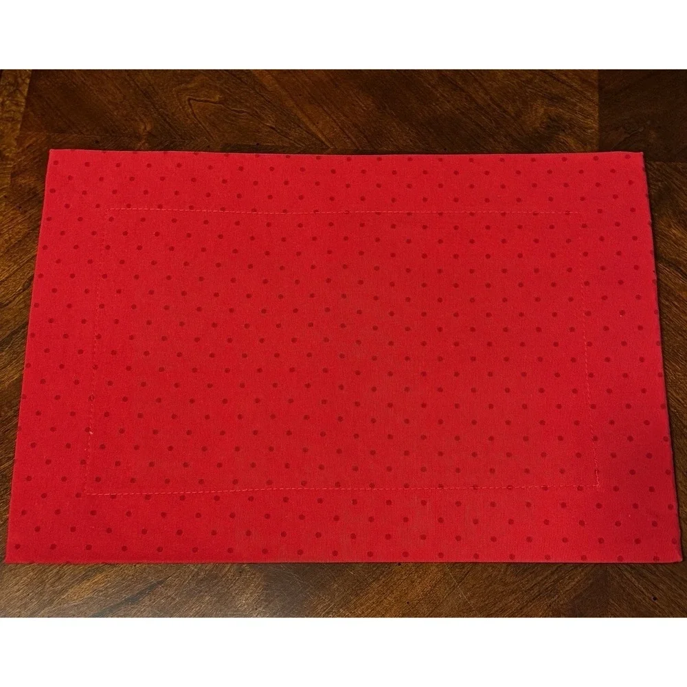 Set 6 JCPenny Christmas Placemats Reversible Red White Candy Cane Stripe Festiva